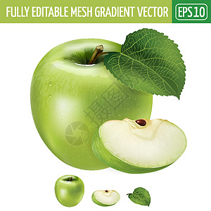 白色背景上的青苹果 它制作图案矢量包装烹饪美食厨房生态叶子蜜饯徽章果汁甜点图片
