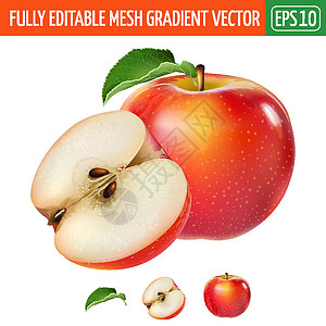 白色背景上的红苹果 它制作图案矢量收成甜点水果包装餐厅广告食物美食生态蜜饯图片