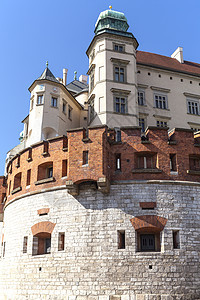 波兰克拉科夫有防守墙的Wawel Royal城堡国王皇家抛光文化遗产纪念碑历史城市地标历史性图片