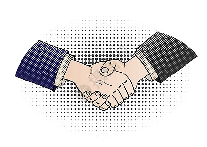 摇握手漫画成功合伙商业男性合作问候语协议交易插图图片