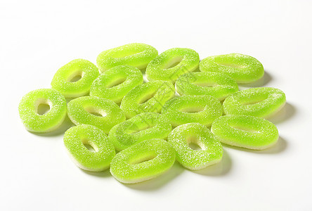 酸糖苹果环绿色橡皮糖小吃戒指明胶涂层糖果水果味软糖甜点图片