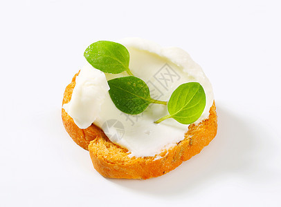 含奶油奶酪的迷性面包饼干点心圆形草本植物食物美味面包片图片
