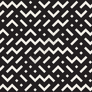 无矢量接缝的黑白黑白线型模式大杂烩路线菱形小路迷宫白色平铺艺术包装窗饰图片