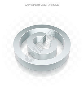 法律图标 平坦金属3d版权 透明影子 EPS 10矢量图片