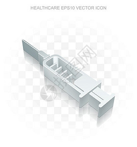 保健图标 平板金属3d Syringe 透明阴影 EPS 10矢量图片