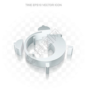 时间图标 平面金属3D提醒时钟 透明阴影 EPS 10 矢量图片