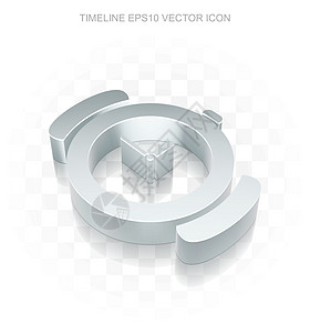 时间图标 平坦金属3d Watch 透明阴影 EPS 10 矢量图片