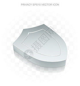 安全图标 平面金属三维盾牌 透明阴影 EPS 10矢量图片