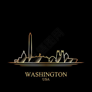 华盛顿黑色背景的金色月光片图片