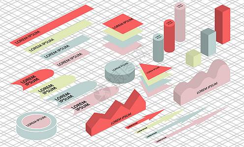 平面 3d 等距分布图按钮图表概念信息展示板统计数据商业业务木板图片