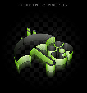 安全图标 绿色 3D家庭与伞状 由纸张 透明阴影 EPS 10矢量组成图片