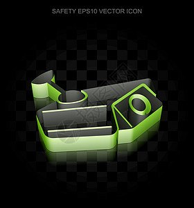 私隐图标 绿色 3D Cctv 相机 由纸张 透明阴影 EPS 10 矢量制成图片