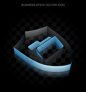 财务图标 由纸张 透明阴影 EPS 10矢量制成的蓝色 3D 护盾文件夹图片