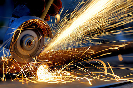 工人用研磨机切割金属机器钻头机械光盘钻石力量圆圈磁盘安全制造业背景图片