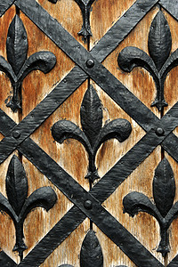旧城堡一扇门的一部分风化出口装饰品木头房子历史性入口文化艺术金属图片