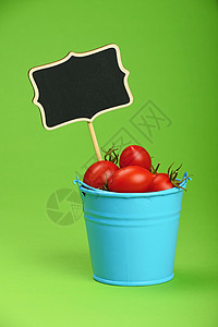 蓝色一桶樱桃西红柿 有绿色标志尺寸价格农业标签食物体积金属黑色收成黑板图片