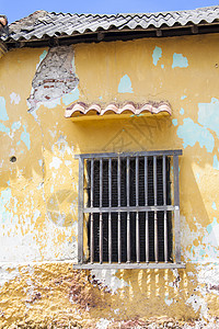 卡塔赫纳德印第亚斯历史历史性窗户建筑学黄色遗产殖民古董房子图片