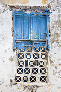 卡塔赫纳德印第亚斯白色房子蓝色遗产古董殖民历史窗户建筑学历史性图片