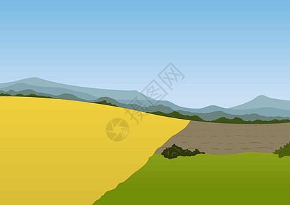 春季山地景观乡村插图生态农业农村树木环境场地绿色牧场图片