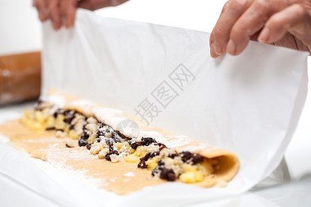 卷起绳子甜点面团菠萝烹饪面粉烘烤小麦视图擀面杖糕点图片