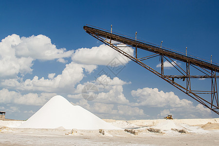 哥伦比亚瓜希拉露天食盐矿风景地平线矿业蓝天支撑白云海洋原盐热带天堂图片
