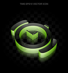 时间图标 绿色 3d Watch 由纸张 透明阴影 EPS 10 矢量组成图片