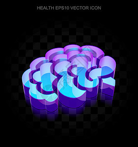 健康图标 3d 霓虹灯发光大脑由 glassEPS 10 矢量图片