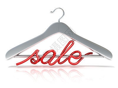 3D红色销售牌的银衣衣架图片