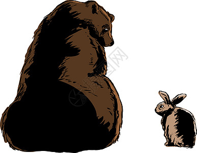 大棕熊和小兔子大褐熊图片