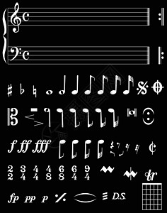 音乐音调符号钢琴时间流线型低音笔记颤声钩针音符酒吧短句图片