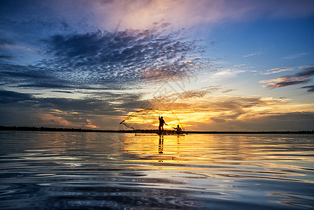 泰国传统热带旅游日出反射钓鱼旅行食物木头日落图片