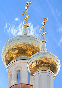 教堂圆顶中的反思教会阳光历史旅行蓝色金子反射城市建筑学建筑物图片
