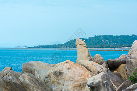 Hin Ta和Hin Yai岩石海滩地标天空宗教爷爷奶奶假期波纹热带石头图片