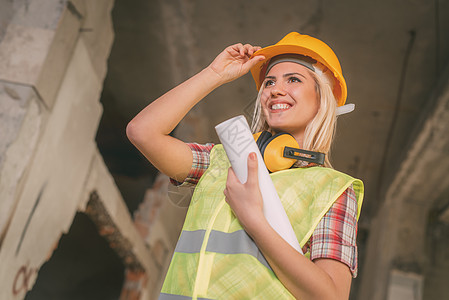 女建筑师女士灾难工人建筑微笑女性工程师承包商经理领班图片