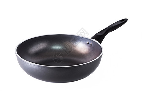 黑锅空厨具食物油炸餐具黑色用具水平厨房金属白色图片