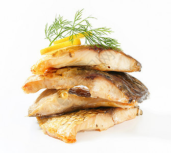 煎烤鱼片烤箱皮肤淡水食物主菜鱼片柠檬午餐鲤鱼健康图片