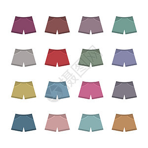 彩色插图集男人图标图像收藏平底裤子空白跑步衣服矢量图片