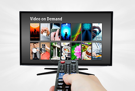 智能电视上关于需求VOD服务的视频技术电子产品娱乐质量手表展示面具监视器格式电影图片