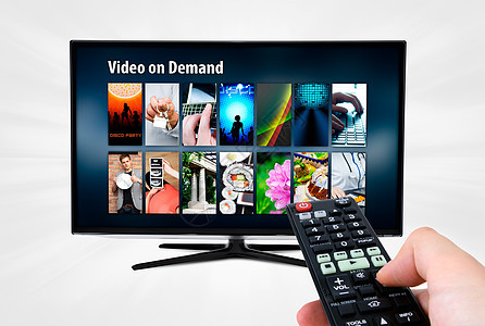 智能电视上关于需求VOD服务的视频屏幕格式电视手表电子产品质量娱乐展示面具电影图片