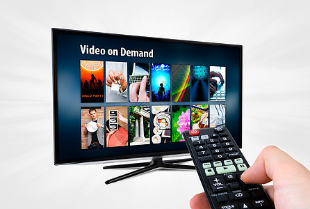 智能电视上关于需求VOD服务的视频电影技术手表娱乐展示监视器电视面具屏幕电子产品图片