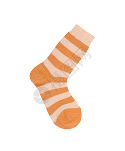 白底孤立的橙色条纹袜子白色孩子黑色软管衣服纺织品服装短袜橙子脚趾图片
