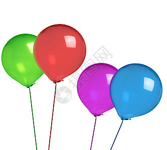 白色上隔离的气球派对生日喜悦玩具漂浮小路塑料粉色红色圆形图片
