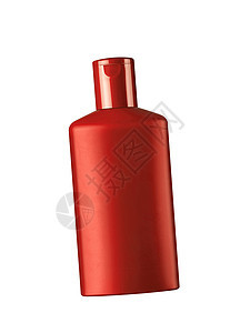 白色上隔离的红色化妆品瓶保健卫生剪裁药品洗澡管子瓶子肥皂化妆品温泉图片