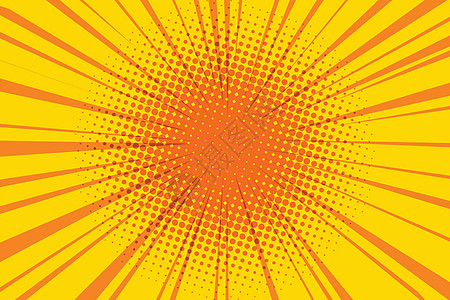 太阳漫画书复古波普艺术背景插图橙子射线光束走廊卡通片黄色矢量流行音乐星星图片