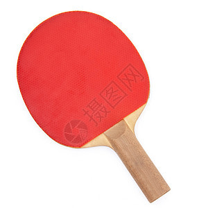 孤立在惠特上的乒乓球桨圆圈锻炼竞赛爱好教育竞争红色闲暇木头乒乓图片
