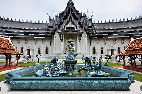 曼谷古城宫绿色文化宗教旅行王国佛教徒建筑公园寺庙日落图片