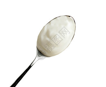 酸奶的勺子 白上孤立诱惑烹饪敷料宏观奶制品白色牛奶美食食物维生素图片