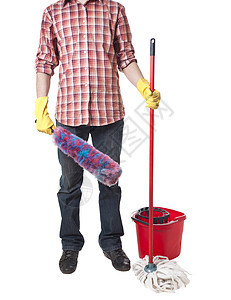 年轻的打扫男子工作服安全服装衣服职员建筑清扫男性男人衣领职业图片