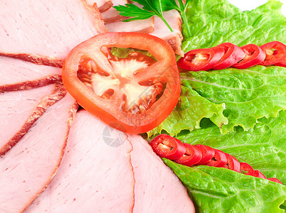 鸡肉和西红柿美食熏制猪肉薄荷治愈面包皮肤火腿乡村农家图片
