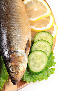 含柠檬和蔬菜的鱼烹饪海鲜鱼片餐厅牛扒食物沙拉盘子胡椒用餐图片